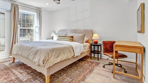 2 bedrooms, desk, iron/ironing board, travel crib