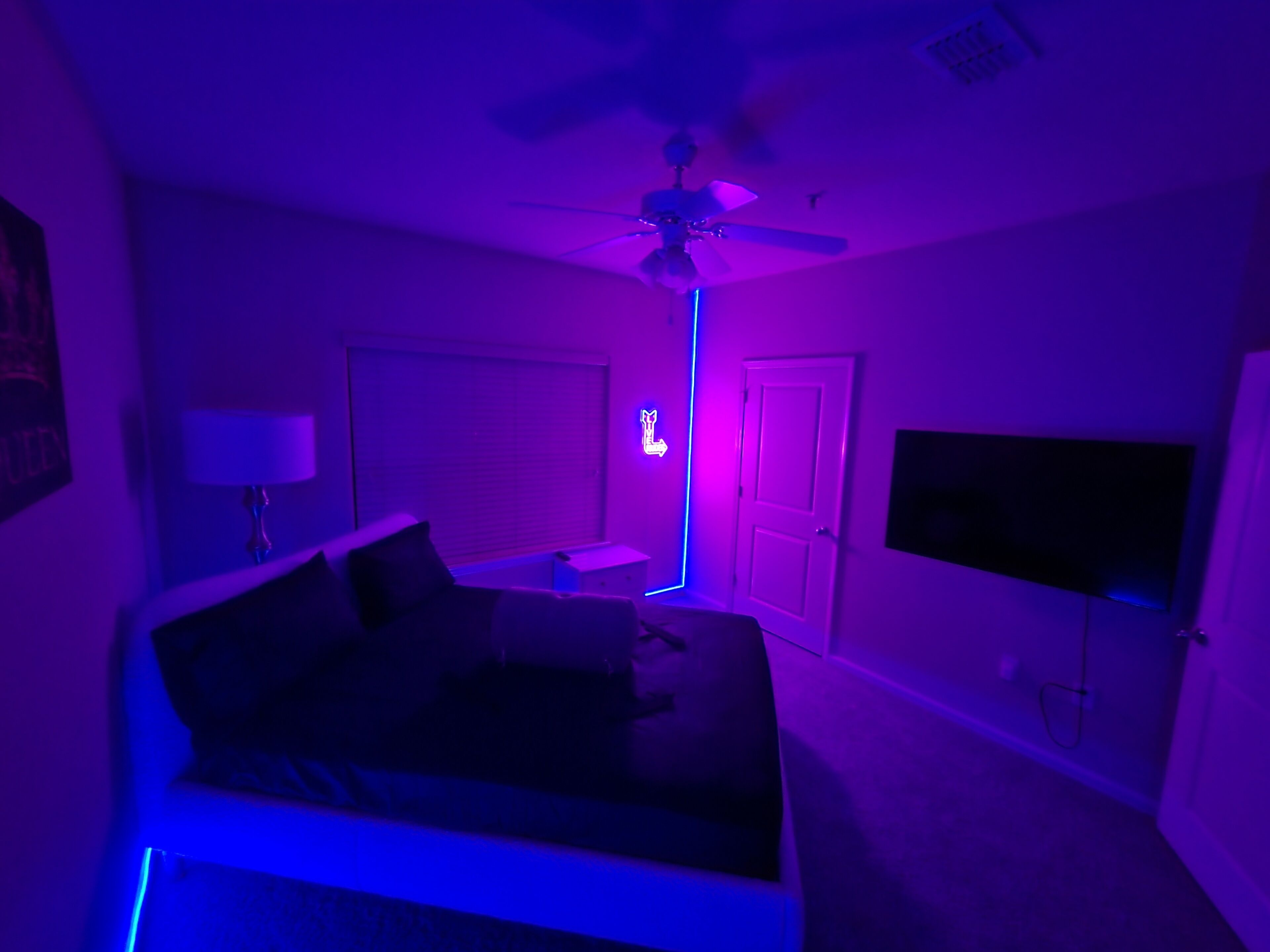 Smart TV, foosball, books, computer monitors