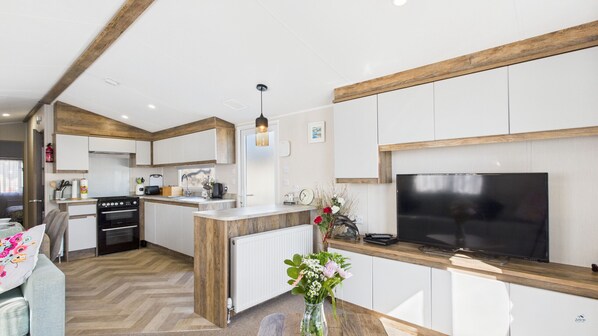 Fridge, microwave, oven, electric kettle