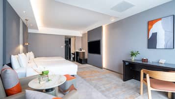 Premium bedding, pillowtop beds, free minibar, desk