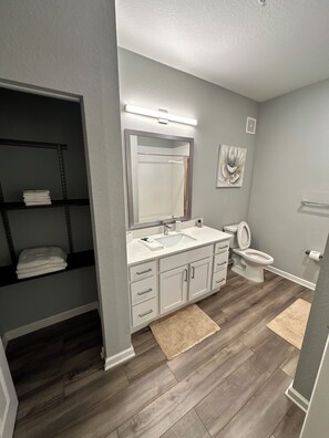Hair dryer, towels, soap, toilet paper - Charming 1-bedroom apartment with WiFi, fitness room in Jacksonville (Jacksonville)