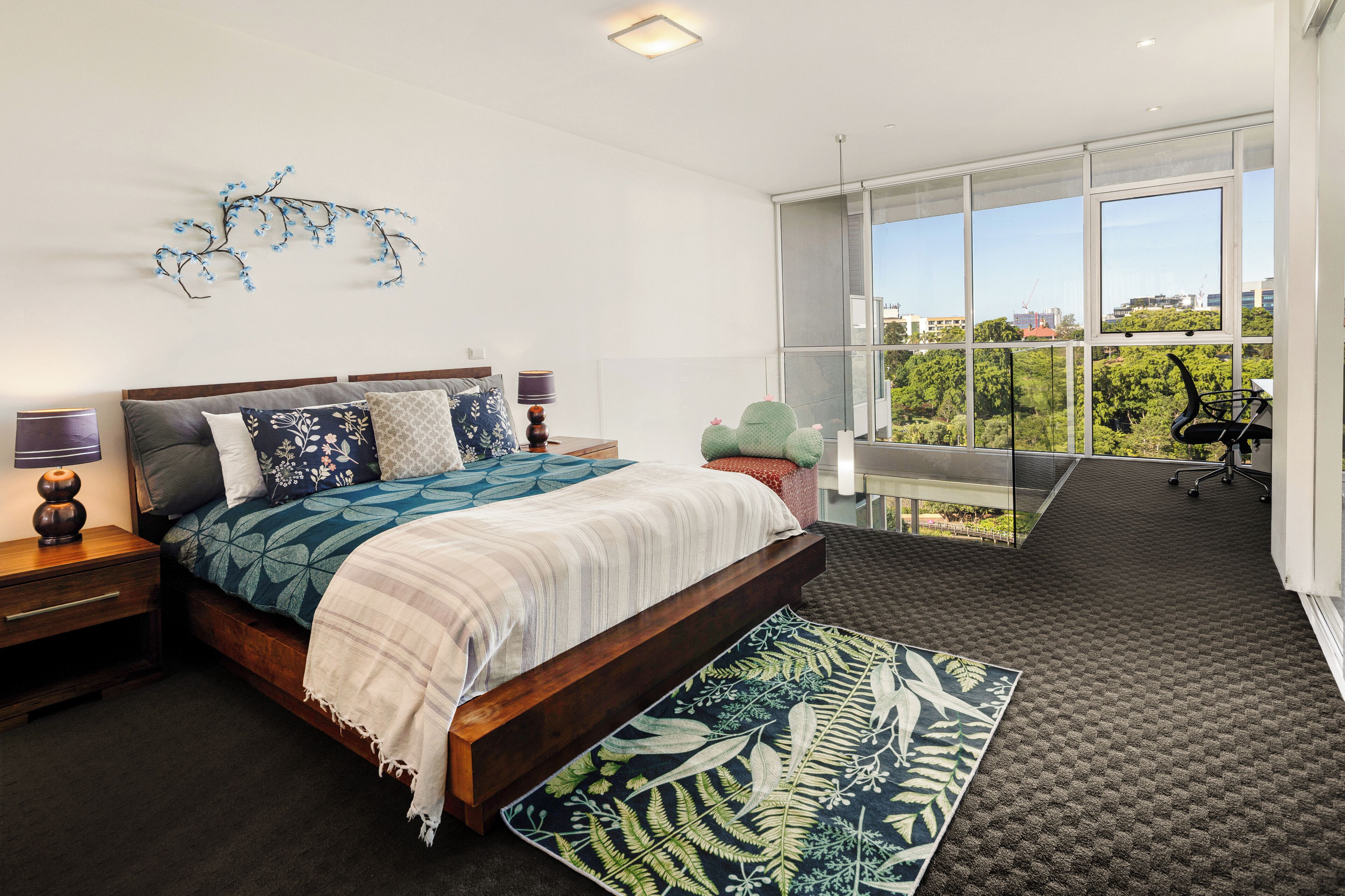 1 bedroom, desk, iron/ironing board, bed sheets