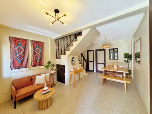 Boho Chic 2-bedroom House in Puerto Princesa with Pool Access and Workspace