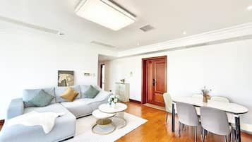 Luxury Apartment, 3 Bedrooms, Non Smoking, City View | Living area | 59-inch LCD TV with digital channels