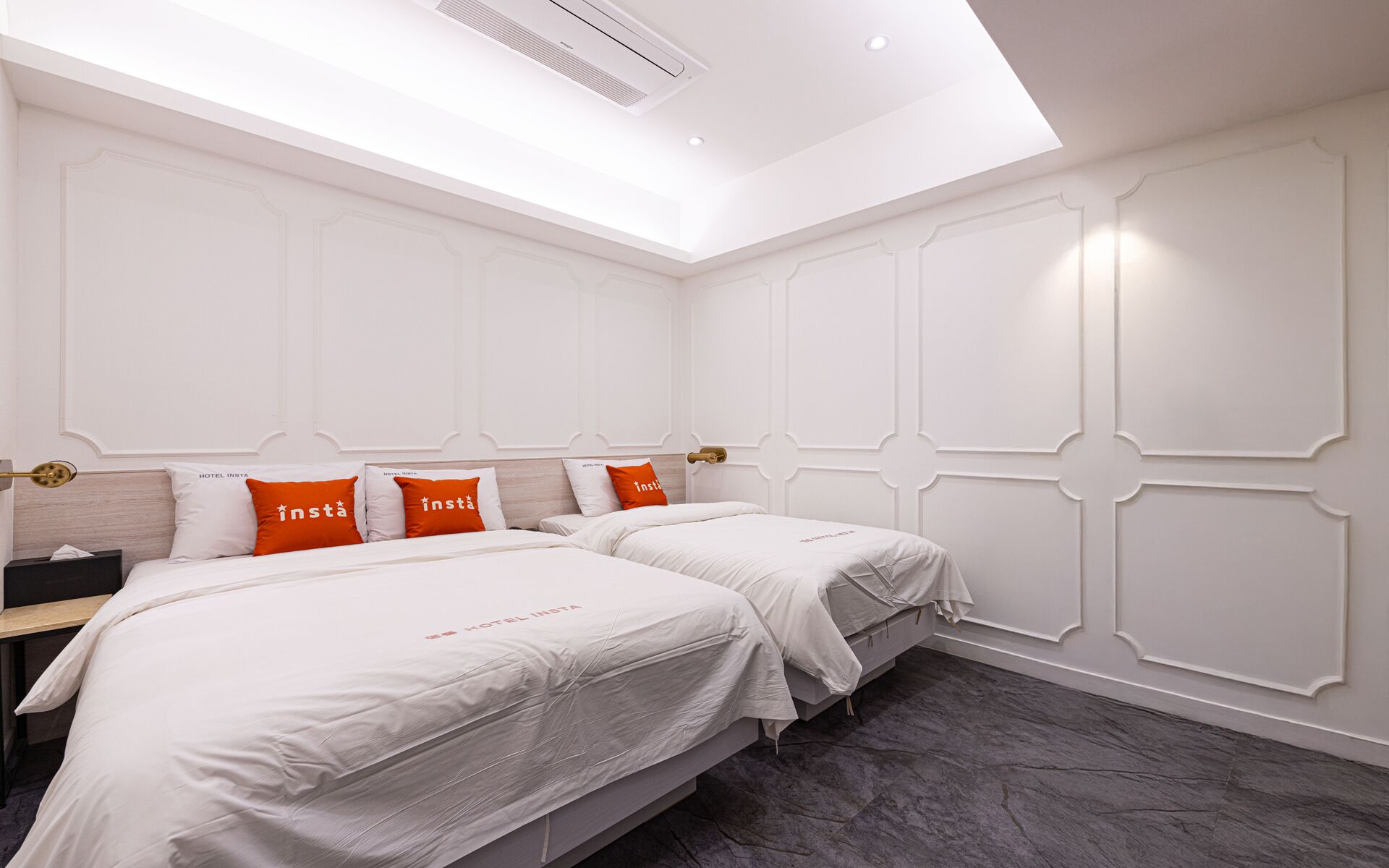 Premium bedding, down duvets, memory-foam beds, desk