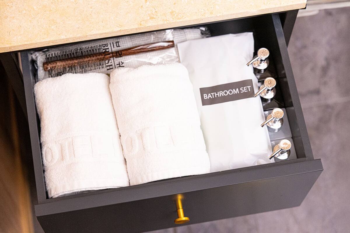 Premium bedding, down duvets, memory-foam beds, desk
