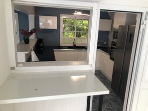 Fridge, microwave, oven, coffee/tea maker