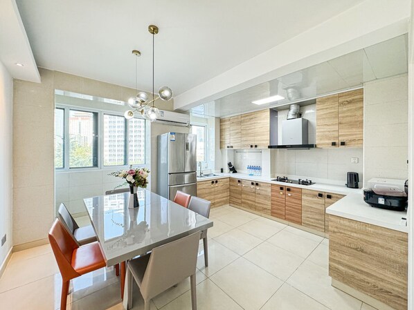 Comfort Apartment, 3 Bedrooms, Kitchen, City View | Living area | 63-inch LCD TV with digital channels - Tyms 3BR 2BA Apt Near Stadium Line 1 4 (Shanghai)