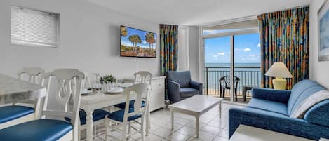 Signature Condo, 2 Bedrooms, Kitchen, Ocean View | Living room | 55-inch Smart TV with digital channels