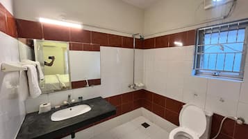 Haartrockner, Handtücher, Seife, Toilettenpapier