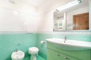 Ducha, secador de pelo, bidé y toallas