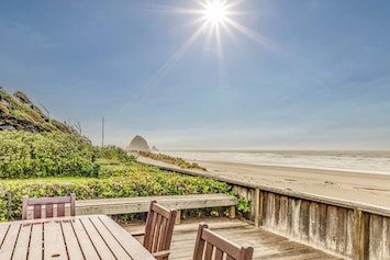 Deck with view of Haystack Rock