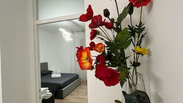 2 bedrooms, desk, iron/ironing board, travel crib