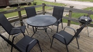 Cabin | Outdoor dining - Hand Built log Cabin at Avonvale Holiday Lodges (Evesham)