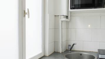 Fridge, microwave, coffee/tea maker