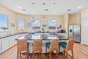 Fridge, microwave, oven, stovetop - Family Ready 1st Floor Condo - North Padre Island - minutes from the beach (Corpus Christi)