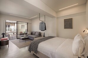 Superior Studio Suite | Living area | 55-inch flat-screen TV with digital channels, Netflix - THE NIXON Suite and Apartments Hotel (Zografos)