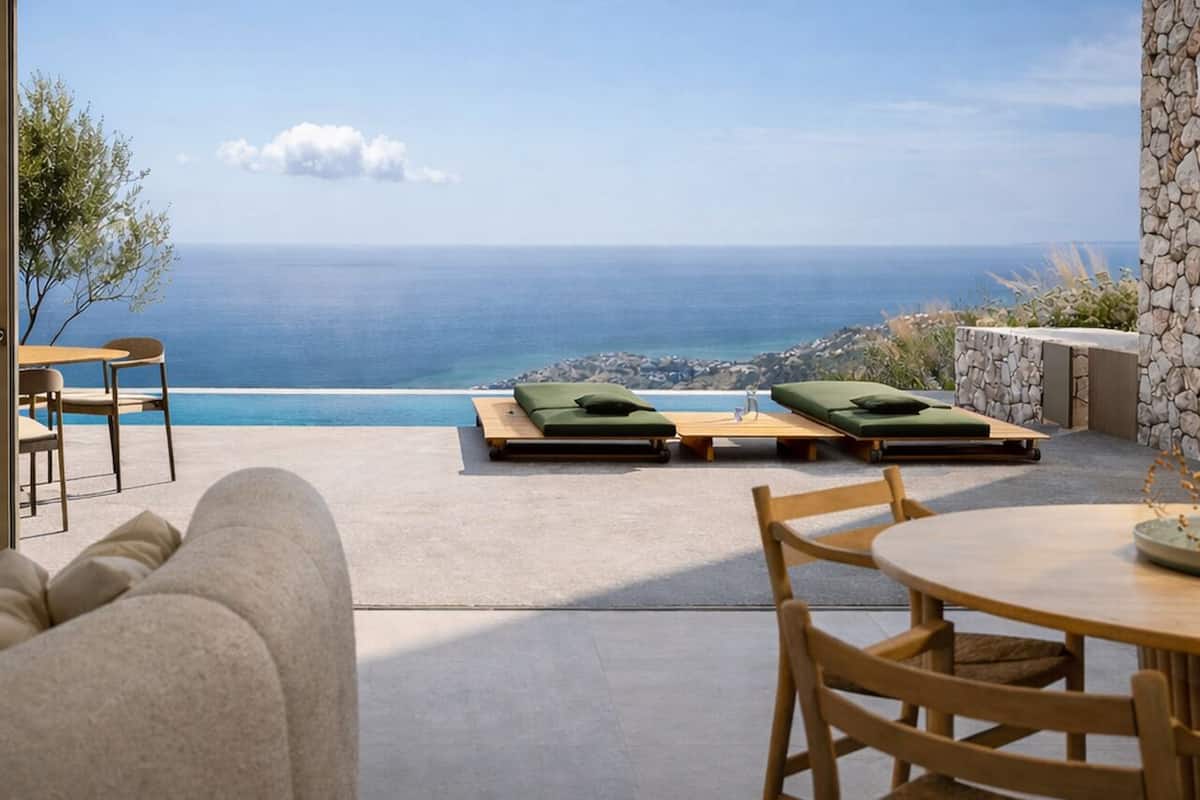 Villa, 1 Schlafzimmer, eigener Pool, Meerblick | Terrasse/Patio