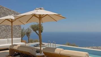 Villa, 2 Schlafzimmer, eigener Pool, Meerblick | Außenbereich