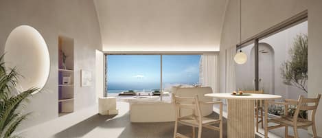Villa, 1 Bedroom, Private Pool, Sea View | Living area
