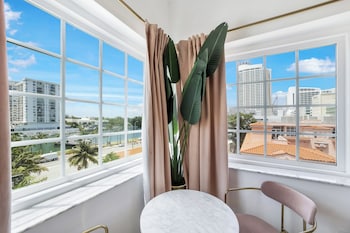 Hotel room view looking out at Le Particulier Miami