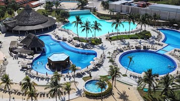 6 hồ bơi ngoài trời, dù/ô trên bãi biển/hồ bơi, ghế dài tắm nắng