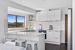 Fridge, dishwasher, toaster, high chair