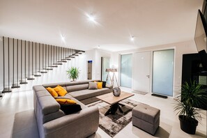 Luxury Villa, Mobility Accessible, Private Pool | Living area | Flat-screen TV