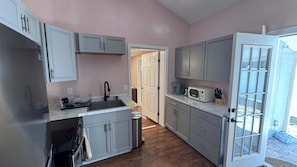 Fridge, microwave, dishwasher