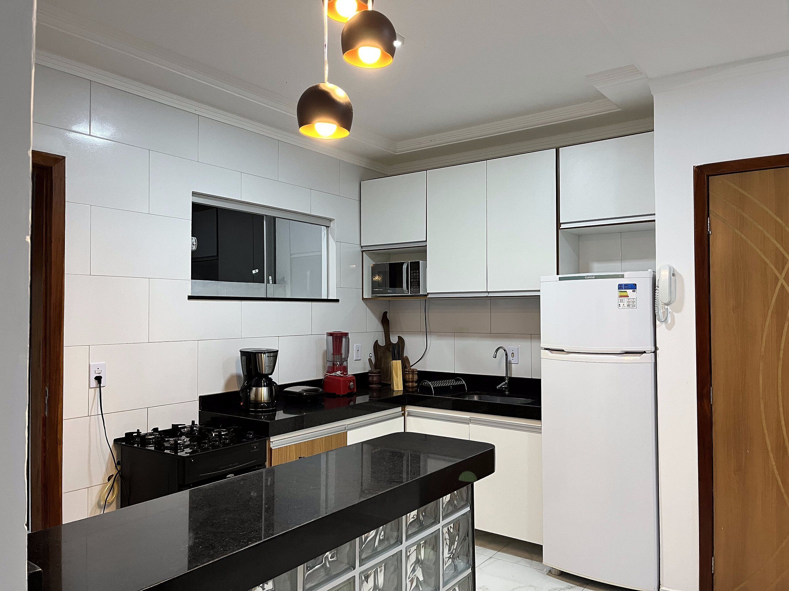 Family Apartment | Private kitchen | Fridge, microwave, stovetop, blender