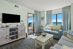 Condo, Multiple Beds, Pool Access, Ocean View (Sea Cloisters 105D) | Living area