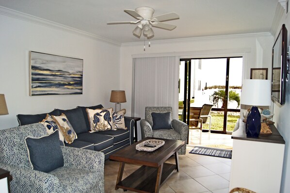 Condo, Multiple Beds, Pool Access, Ocean View (Sea Cloisters 104E) | Living area