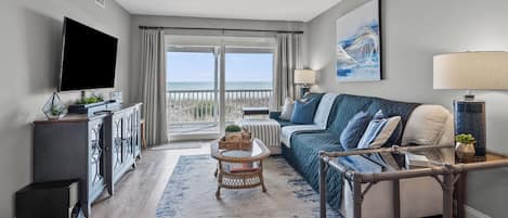 Condo, Multiple Beds, Pool Access, Ocean View (Sea Cloisters 204D) | Living area
