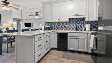 Condo, Multiple Beds, Pool Access, Ocean View (Sea Cloisters 204D) | Private kitchen | Coffee/tea maker