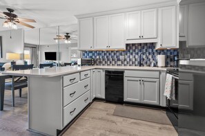 Condo, Multiple Beds, Pool Access, Ocean View (Sea Cloisters 204D) | Private kitchen | Coffee/tea maker