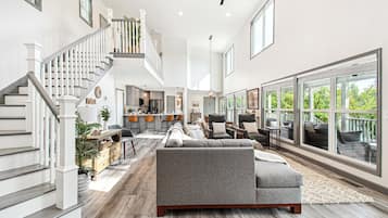 TV connectée, cheminée, jeux vidéo, lecteur de DVD