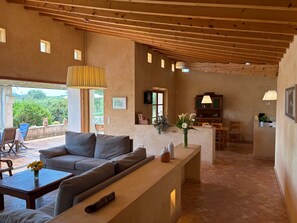 TV, fireplace - Country House 'Son Gener' with Private Pool, Private Terrace and Wi-Fi (Son Servera)