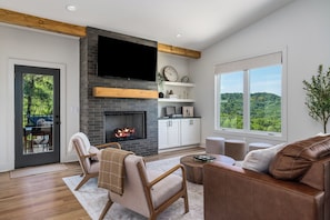 Smart TV, fireplace, stereo, printers