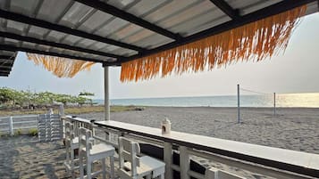 On the beach, beach towels