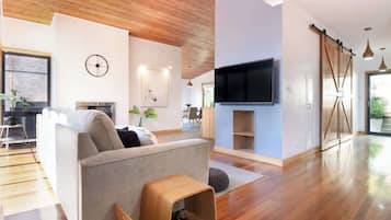 TV, fireplace