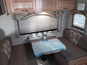 Interior - Caravan large kitchen shower toilet fridge airconditioned washing machine (Bordertown)