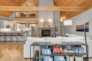 Smart TV, fireplace, foosball, table tennis