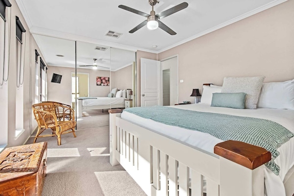 Bedroom 1 - Queen, BIR + Ceiling Fan