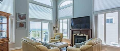 TV, fireplace, DVD player