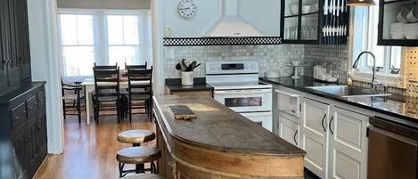 Oven, stovetop, dishwasher, coffee/tea maker