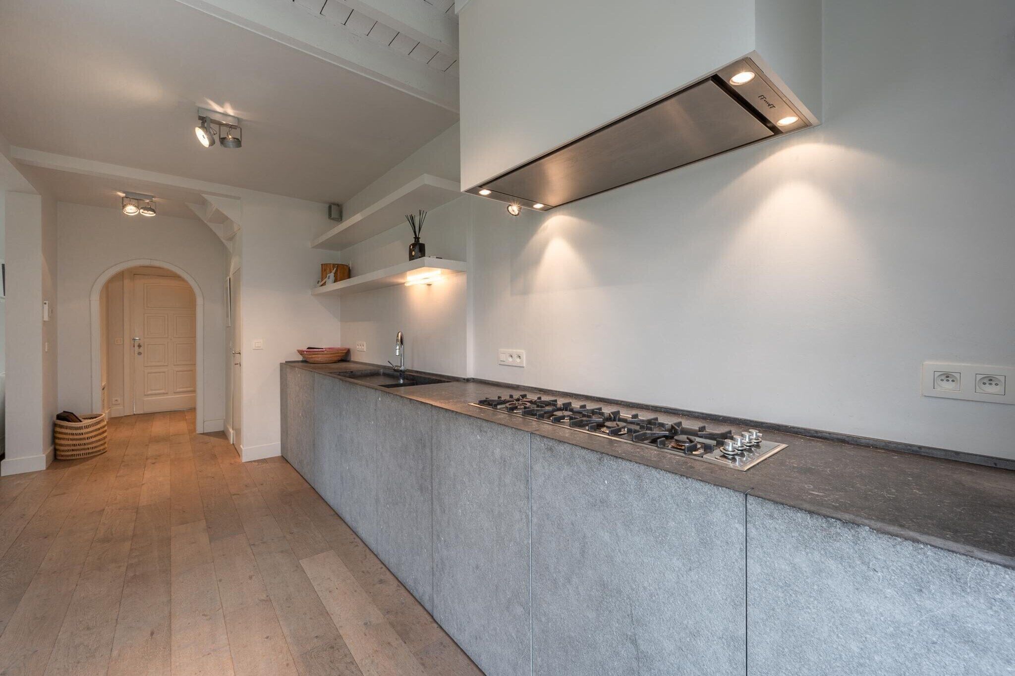 Een microgolfoven, een kookplaat, een vaatwasser