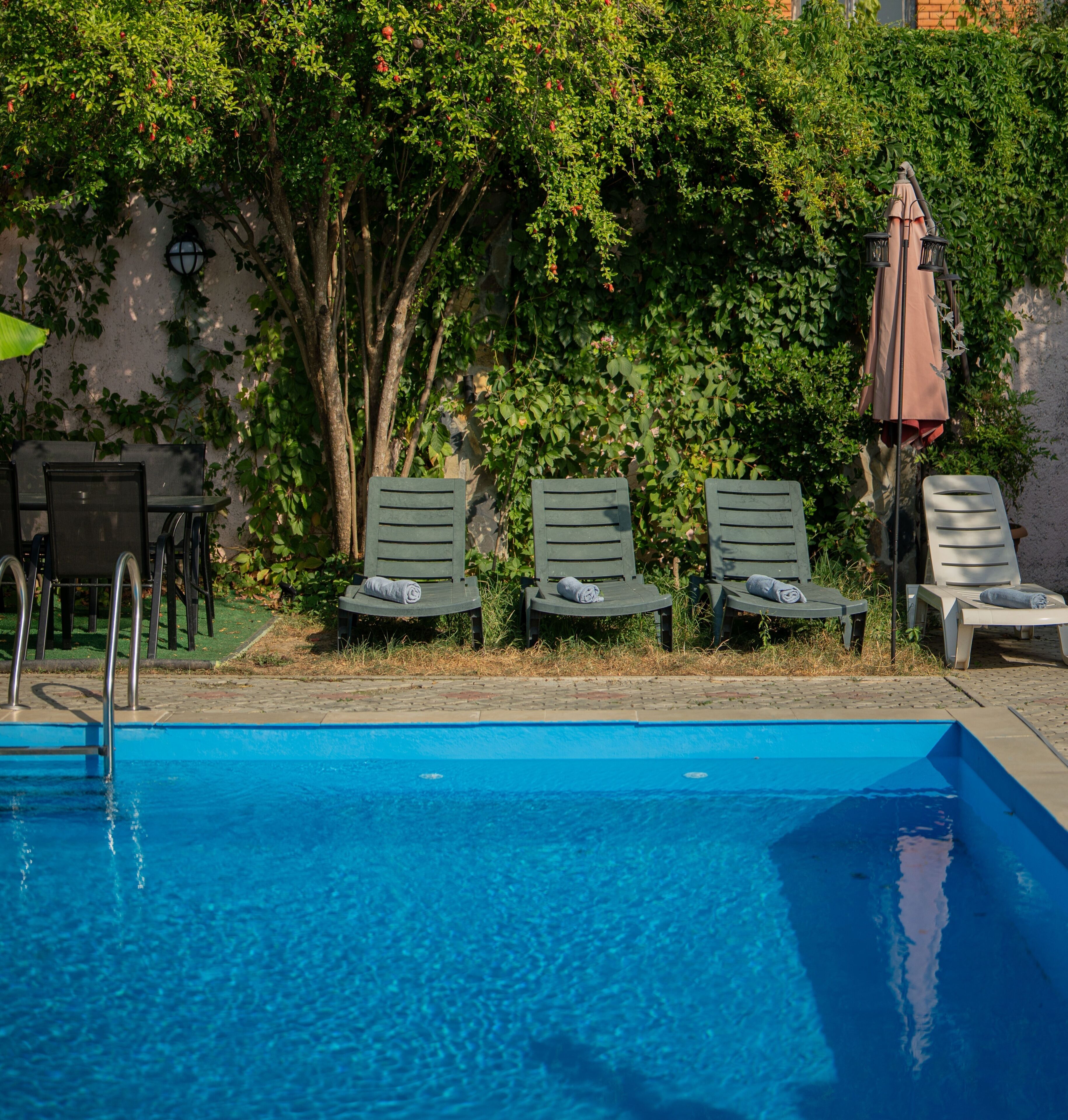 Seasonal outdoor pool, open 9:00 AM to 7:30 PM, sun loungers