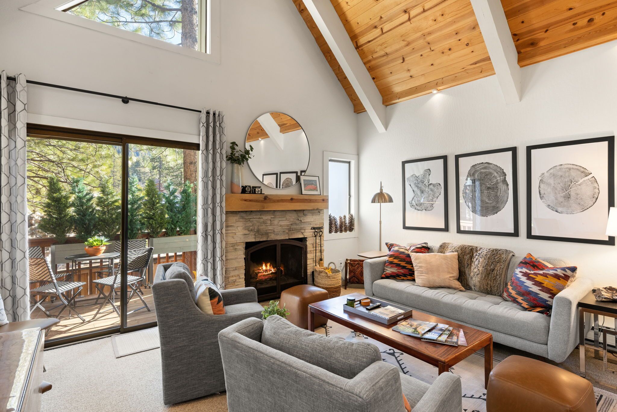 TV, fireplace, offices, computer monitors