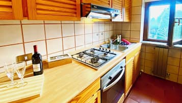 Frigorífico, horno, placa de cocina y utensilios de cocina