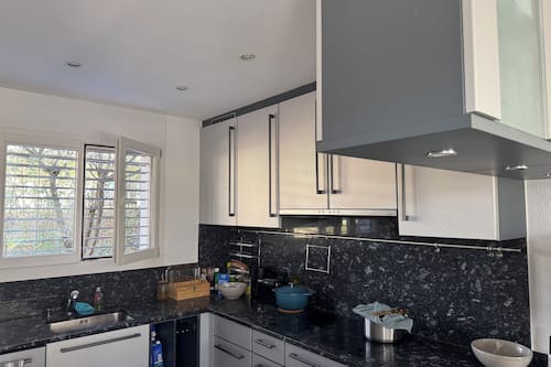 Full-sized fridge, microwave, oven, stovetop